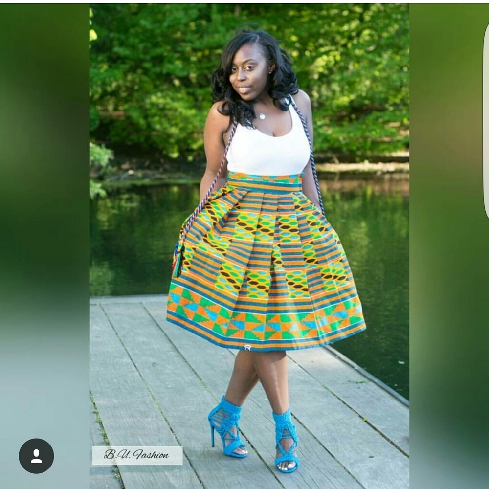 African print midi skirt